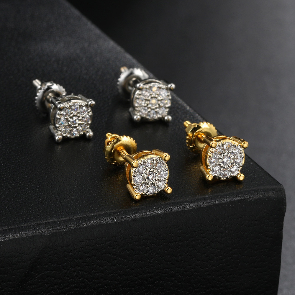 6 มม.รอบZirconต ่ างหูผู ้ หญิงผู ้ ชายสีทองฝังZirconหูอุปกรณ ์ เสริมHip Hopเครื ่ องประดับของขวัญขายส ่ งOHE173