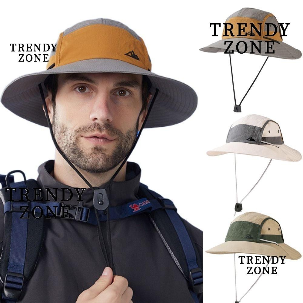 TRENDYZONE หมวกแฟชั่นปีกกว้างป้องกันรังสียูวีแห้งเร็วสําหรับตั้งแคมป์เดินป่า