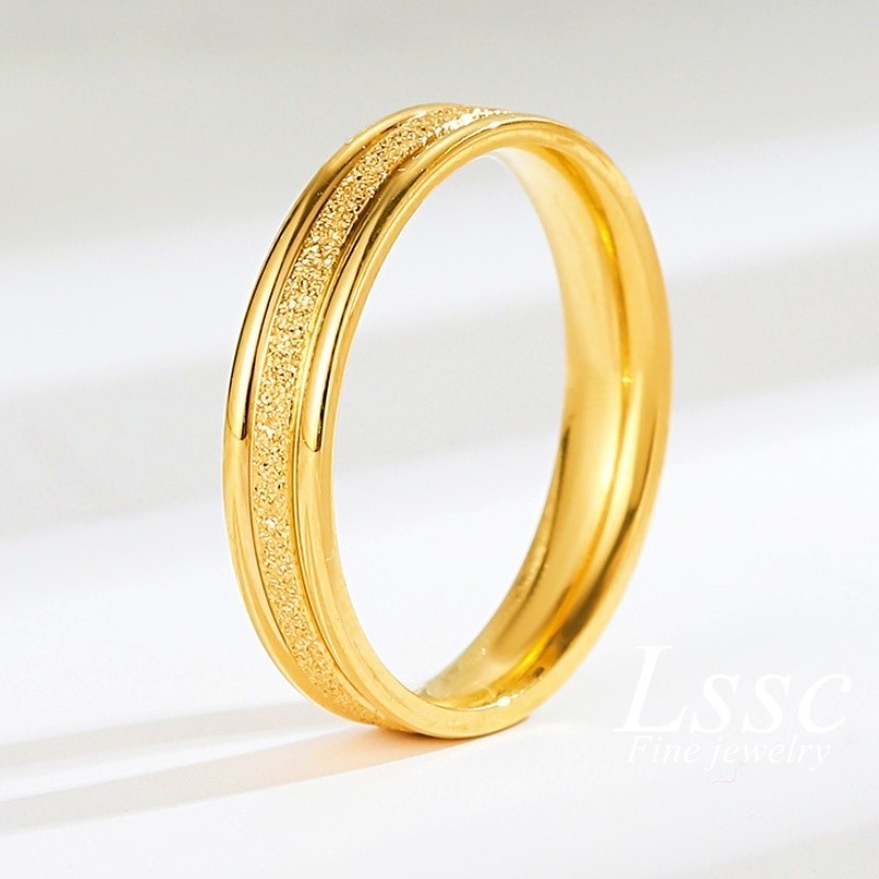 พร้อมส่ง แหวนสแตนเลสพ่นทราย ชุบทอง18K ใส่คู่กับแฟน ใส่ติดตัวไม่ลอกไม่ดำ โดนน้ำได้