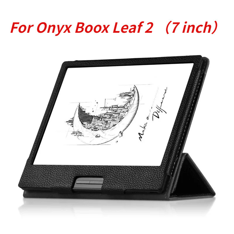 สําหรับ Onyx Boox Leaf2 Tri-พับขาตั ้ งพร ้ อมสายคล ้ องมือ 7 ✺ eBook PU หนังสําหรับ ONXY Boox Leaf 2 Funda