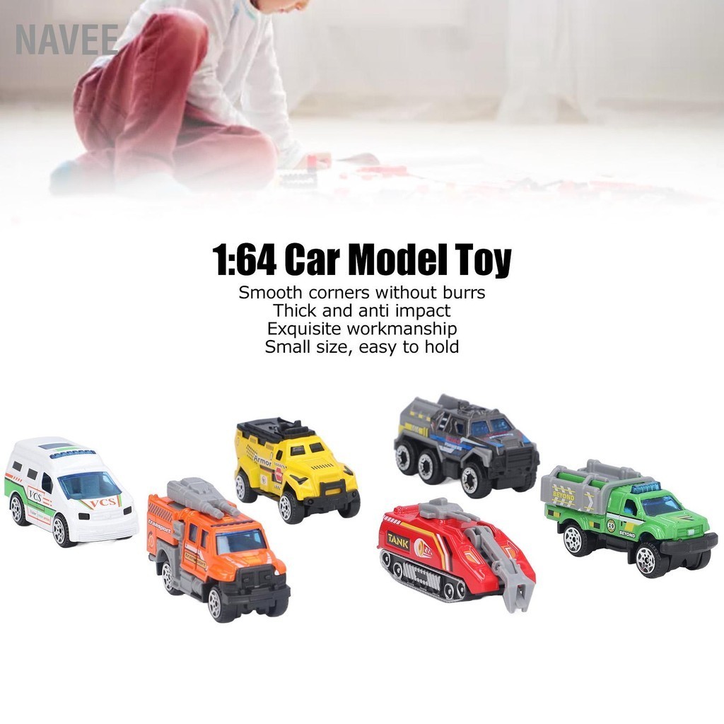 NAVEE 6 ชิ้น 1:64 ล้อแม็กรถยนต์โมเดลรถจำลองประณีตรถโมเดลของเล่นของขวัญสำหรับเด็ก