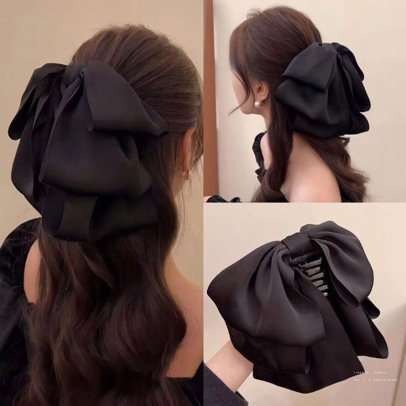 Simple สีดําโบว ์ ผม Pin ผู ้ หญิงเกาหลีแฟชั ่ น Elegant Hairclip ผม Clamp อุปกรณ ์ เสริมผมสําหรับสาว