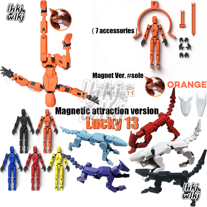แม่เหล็ก ทําเอง เวอร์ชั่น Lucky 13 Multi สไตล์ Collage Dummy 13 Action Figure T13 Movable Joints ประกอบของเล่นหุ่นยนต์ 13 เด็กของขวัญ