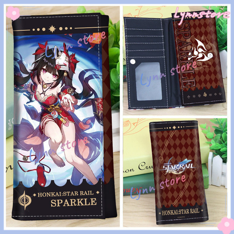 Sparkle Acheron Kafka Silver Wolf Sele Jingliu ยาวหนังการ์ตูนกระเป๋าสตางค์ Honkai Star Rail กระเป๋าสตางค์สั้นกระเป๋าผู้ถือบัตรกระเป๋าคู่ของขวัญ