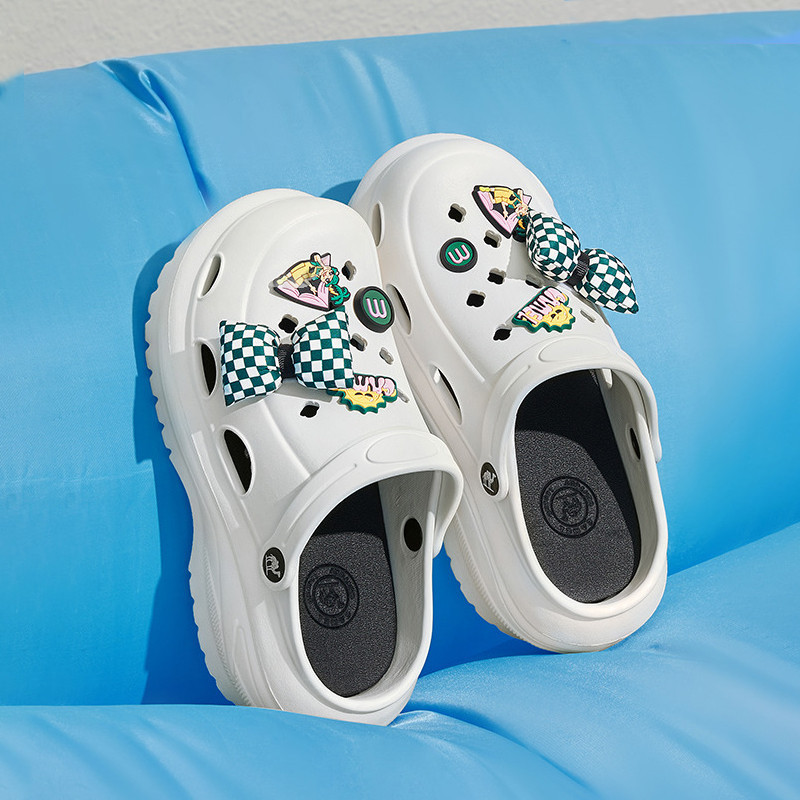 CROCS อูฐรองเท้าผู้หญิงฤดูร้อน จระเข้ ผู้หญิงพื้นหนาสองสวมนุ่มยืดหยุ่นระบายอากาศชุดลําลองรองเท้าชายหาด - รูปที่ 6