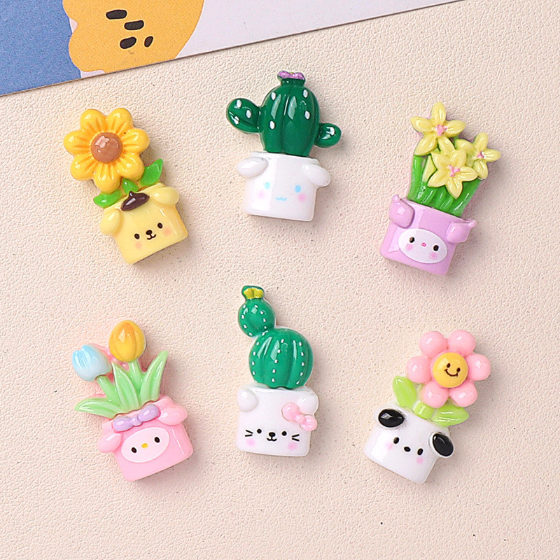 SANRIO 10ชิ้น ซานริโอ กระถางดอกไม้เรซิ่นเสน่ห์สําหรับ ทําเอง (8-322)