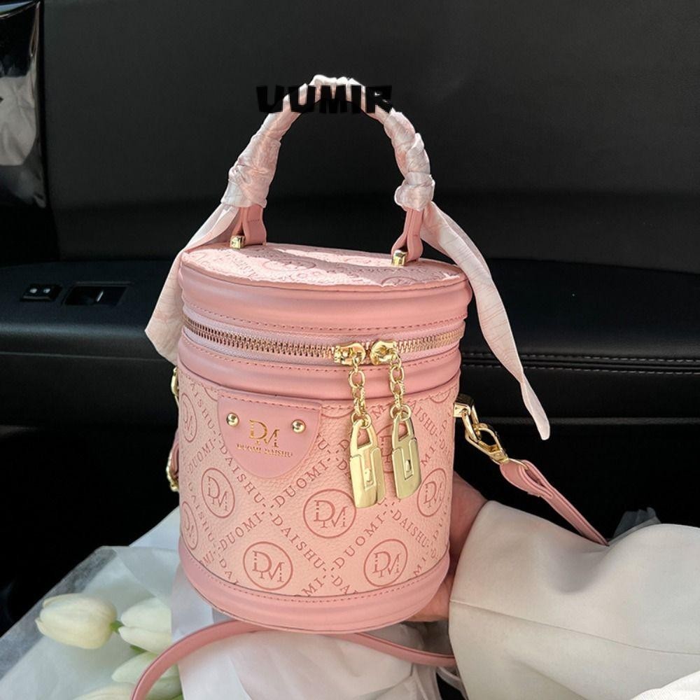 UUMIR กระเป ๋ าถัง , กระเป ๋ าถือหนัง PU Tote Bag , กระเป ๋ าสตางค ์ มือถือคอนเทนเนอร ์ การพิมพ ์ ตัวอักษรกระบอกถุงเก ็ บ