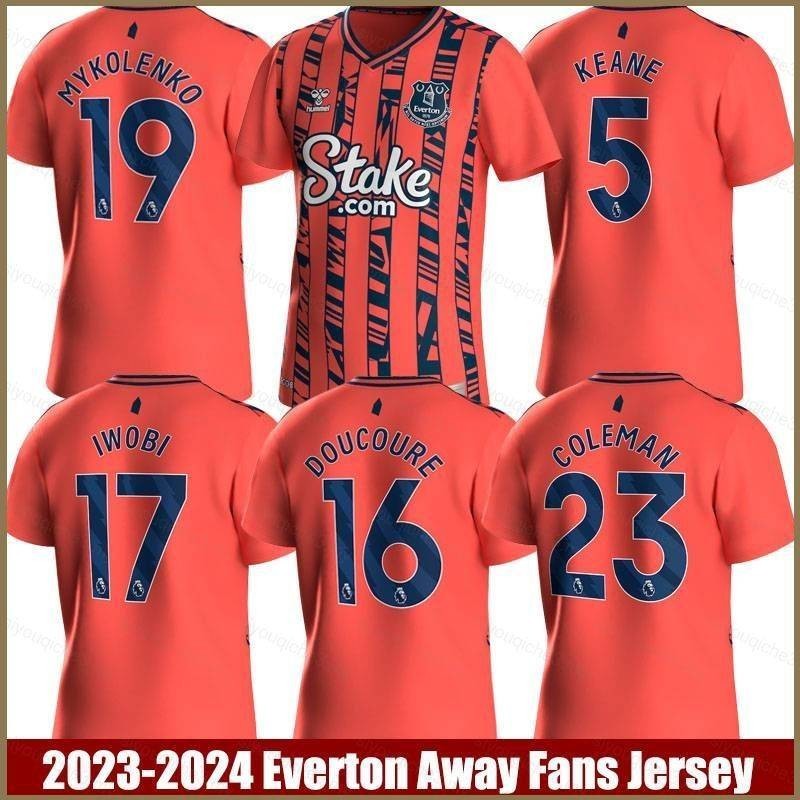 【 Sy3 】 2023-2024 Everton Away Jersey Coleman Mykolenko Iwobi Keane Doucoure Sports Tee Plus Size