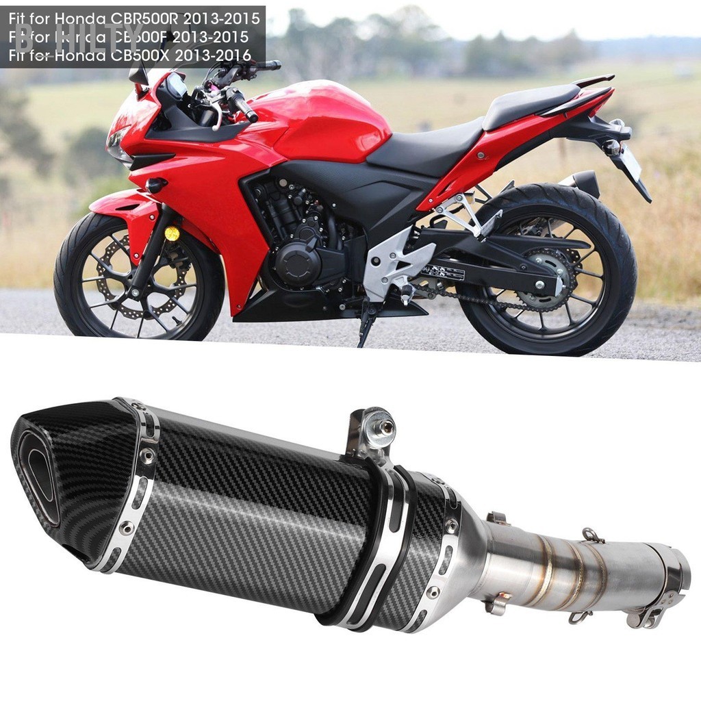 B_HILTY ระบบไอเสียท่อไอเสียแบบสวมพร้อม DB Killer + ท่อกลาง Fit สำหรับ CBR500R CB500F CB500X 2013-2015