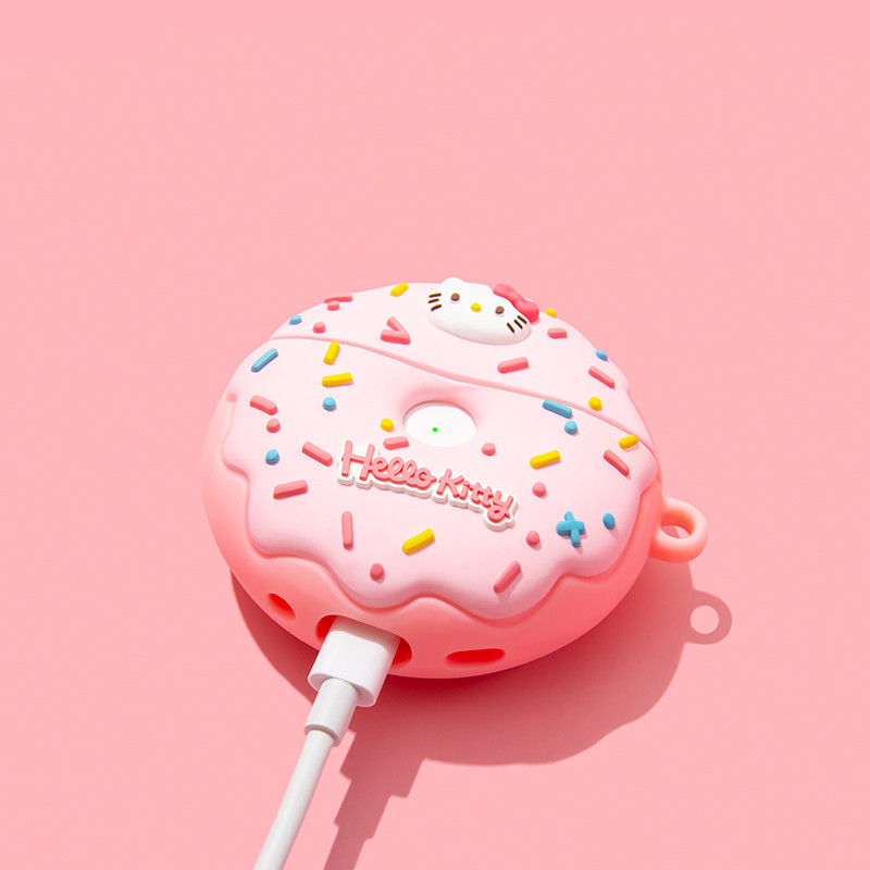 (AirPods4 Case)doughnut Hello Kitty Case สําหรับ AirPods4(2024)1/2/3/Pro/Pro2 เคสซิลิโคนอ่อนนุ่มพร้อมคาราบิเนอร์ ราคา ถูกที่สุด ดีลบีเคเค แกลเลอรีภาพที่ 3