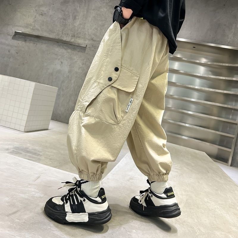 Boy Pants(1-14y) Cool Boy Loose Cotton Pants Plain Korean Style Fashion Teen Loose Cargo Pants
