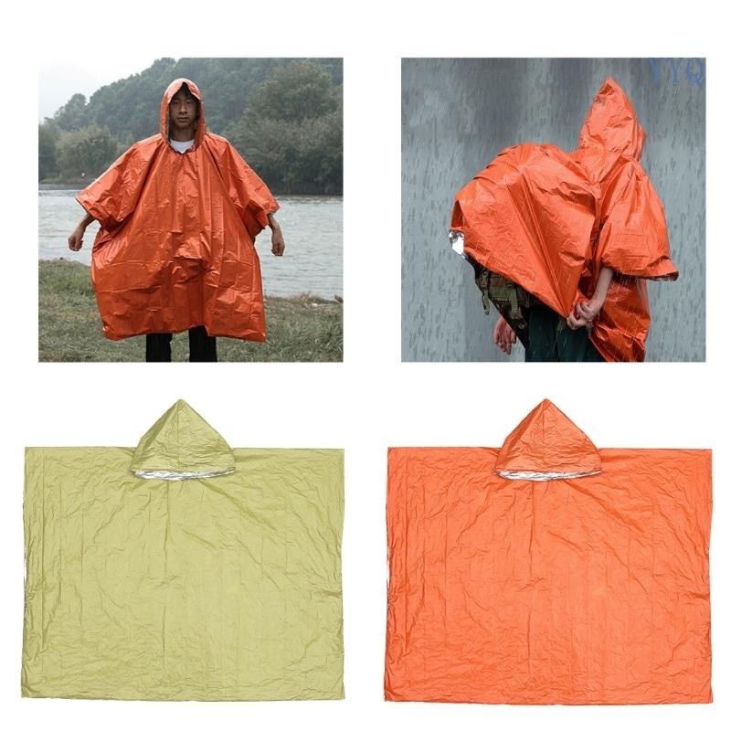 Yyq กันน ้ ํา Rain Poncho เสื ้ อกันฝนสองด ้ านฉุกเฉิน Camping Hooded Coat เครื ่ องมือ