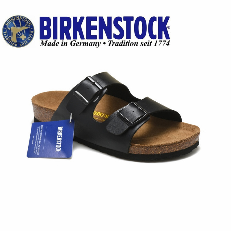 Birken/stock รองเท้าแตะ Cork Two Button Black Matte สำหรับผู้ชายและผู้หญิง Florida 34-46