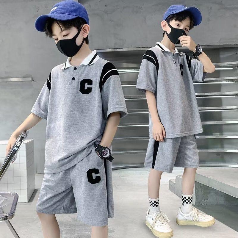 เสื้อผ้าเด็กผู้ชาย ชุดโปโลเด็กผู้ชาย เซ็ท2ชิ้น เสื้อ +กางเกง ลายC ชุดเด็กชายสไตล์หลี ชุดคอปกเด็ก ML464