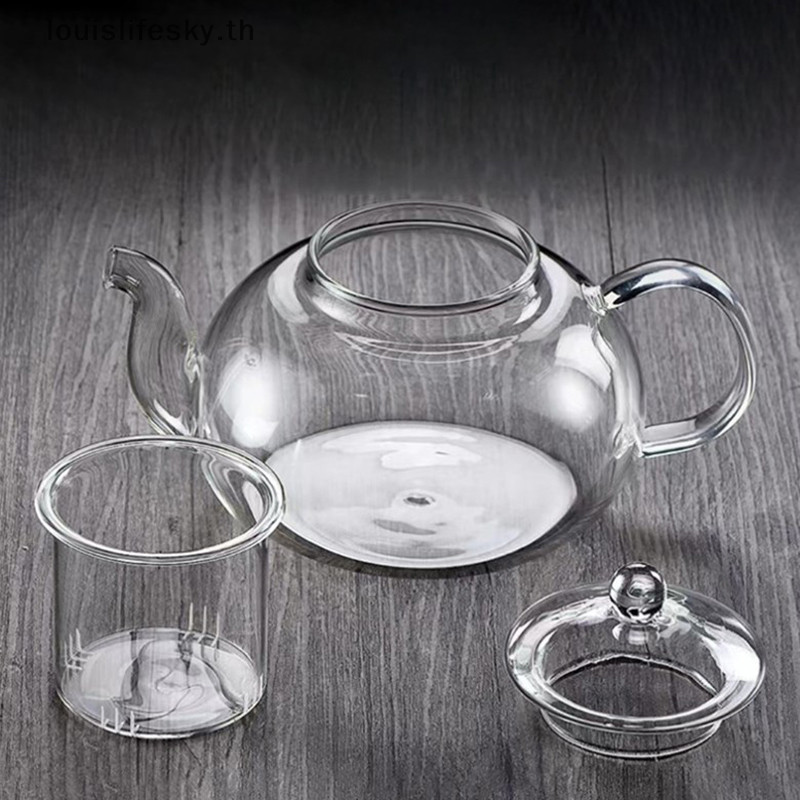Llth หม้อชาแก้วทนความร้อน, กาน้ําชาแก้ว Infuser ใบชาหม้อกาแฟสมุนไพรชุดชาปฏิบัติขวดดอกไม้ TeaCup ร้อน
