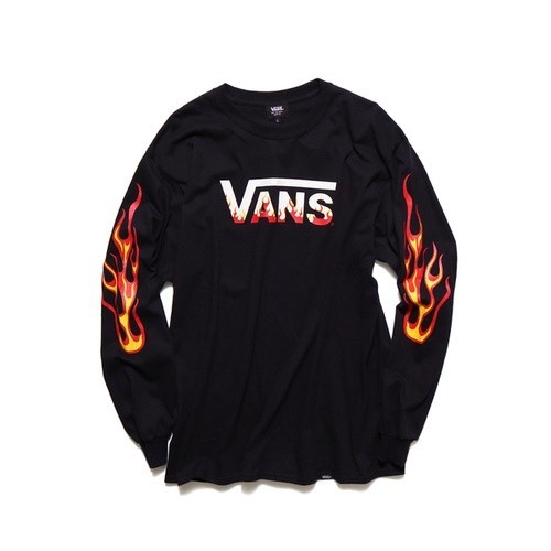 Fire Pattern FLV L/S เสื ้ อยืดแขนยาวพิมพ ์ ลายผ ้ าฝ ้ ายเปลวไฟ TEE