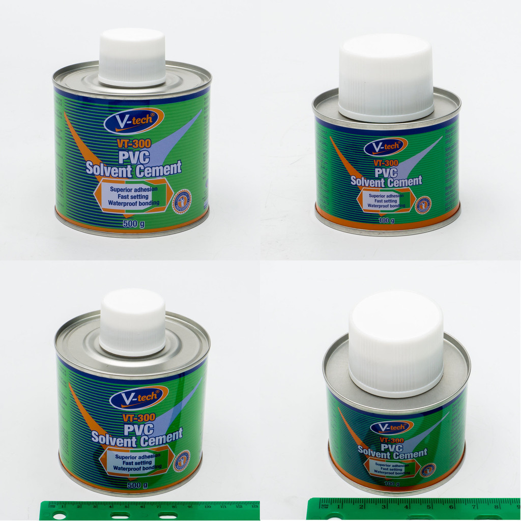 กาวทาท่อ V-tech VT300 100G 500G มีแปรงที่ฝา ซีเมนต์ตัวทำละลาย พีวีซี VT-300