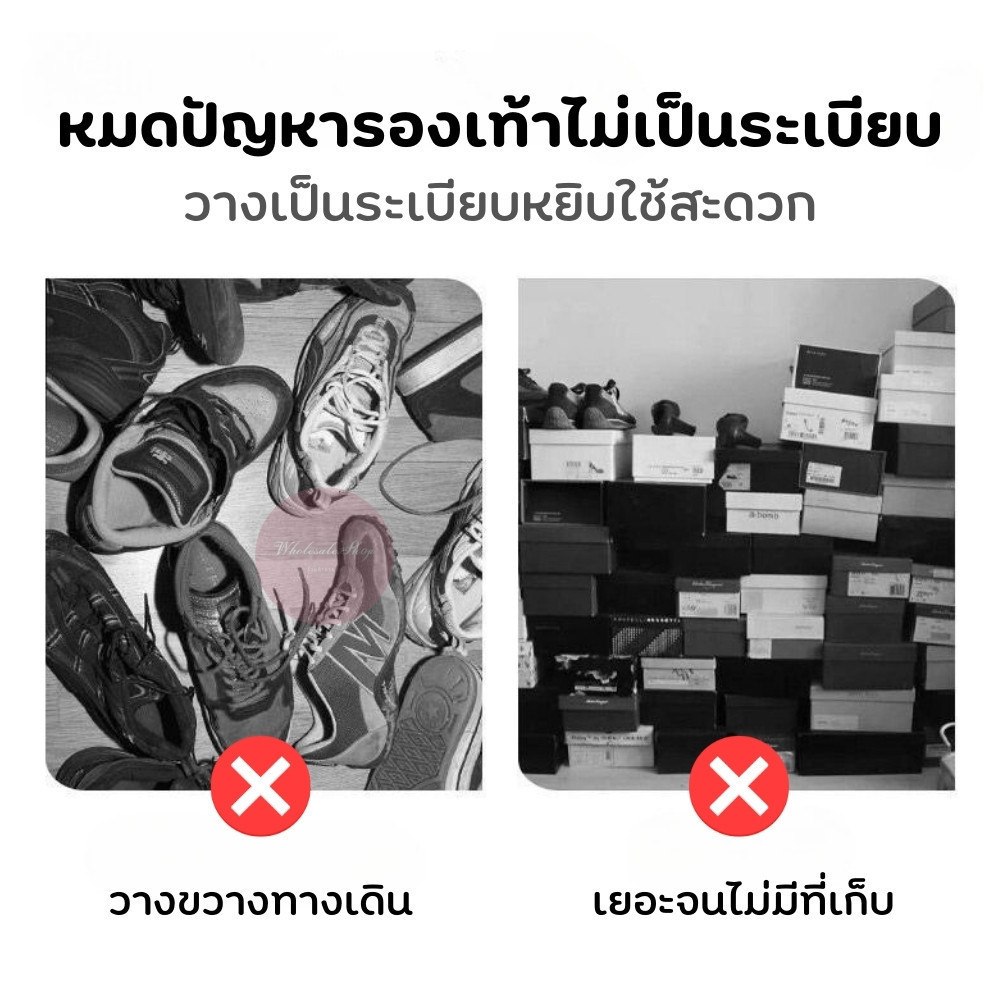 ✨ SET 10 กล่อง ✨ กล่องใส่รองเท้า กรอบสีขาว เปิดฝาด้านหน้า (ไซส์ L) กันน้ำ กันฝุ่น ต่อกันได้ เก็บของอเนกประสงค์ - รูปที่ 2