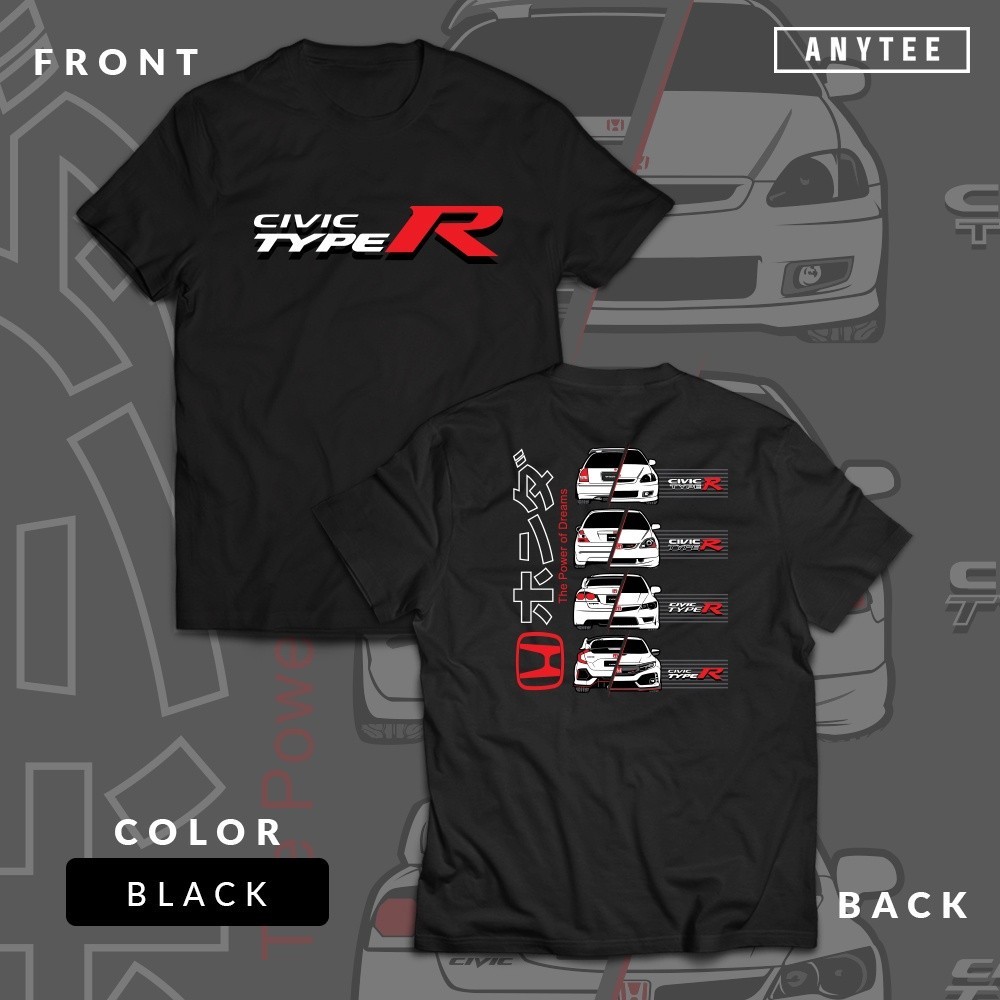 เสื้อยืด เสื้อยืด พิมพ์ลายรถยนต์ Honda Civic Type R EK FD FC Turbo JDM THDM ANYTEE_07