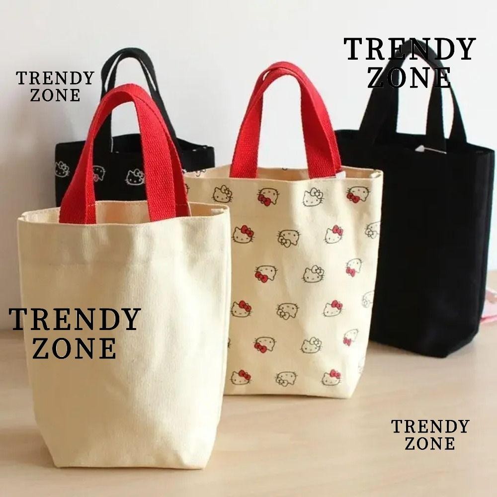 กระเป ๋ าโท ้ ต TRENDYZONE , กระเป ๋ าถือการ ์ ตูนขนาดเล ็ ก , กระเป ๋ าอาหารกลางวันคิตตี ้ ลําลองปิกนิกแบบพกพา