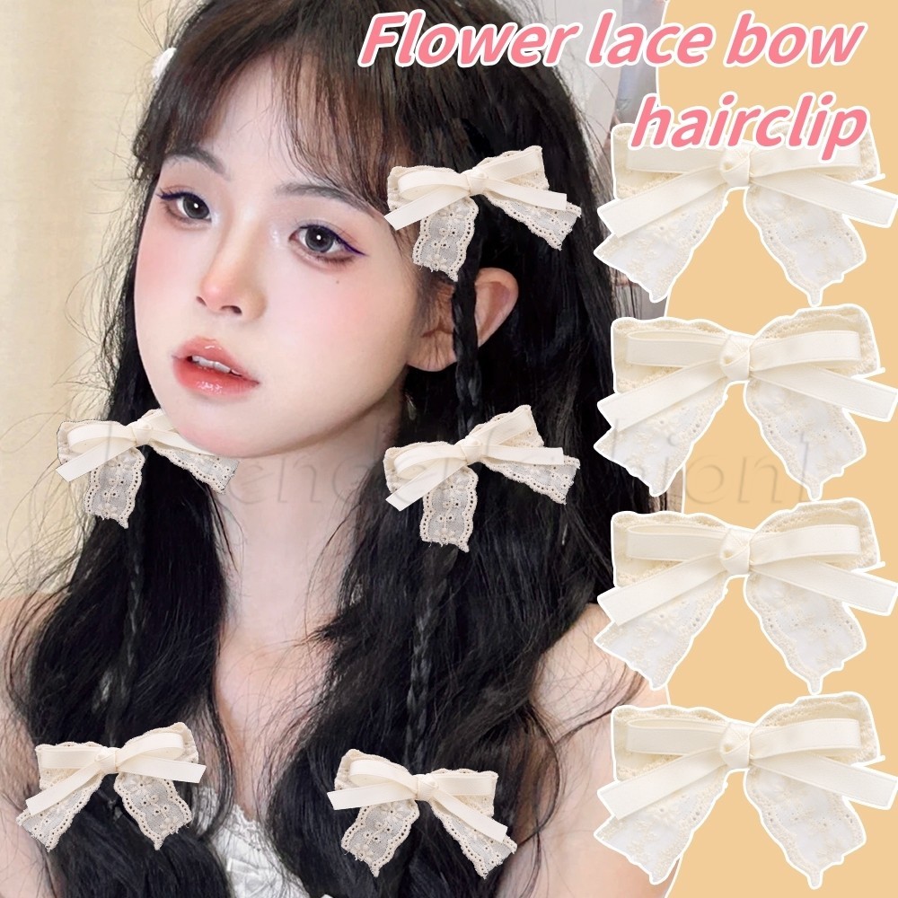 สีเบจดอกไม้ปักลูกไม้โบว์กิ๊บ-อุปกรณ์ผม-สําหรับสาว-อภิบาล,สดขนาดเล็ก,วินเทจ-พรรค ใบเรียกเก็บเงินเป็ด คลิปปิ่นปักผม-หวานน่ารักด้านเรียบคลิป