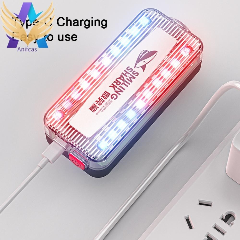 ไฟเตือน LED 300LM USB ชาร ์ จสีแดงสีฟ ้ า Strobe Light เพื ่ อความปลอดภัยในเวลากลางคืน