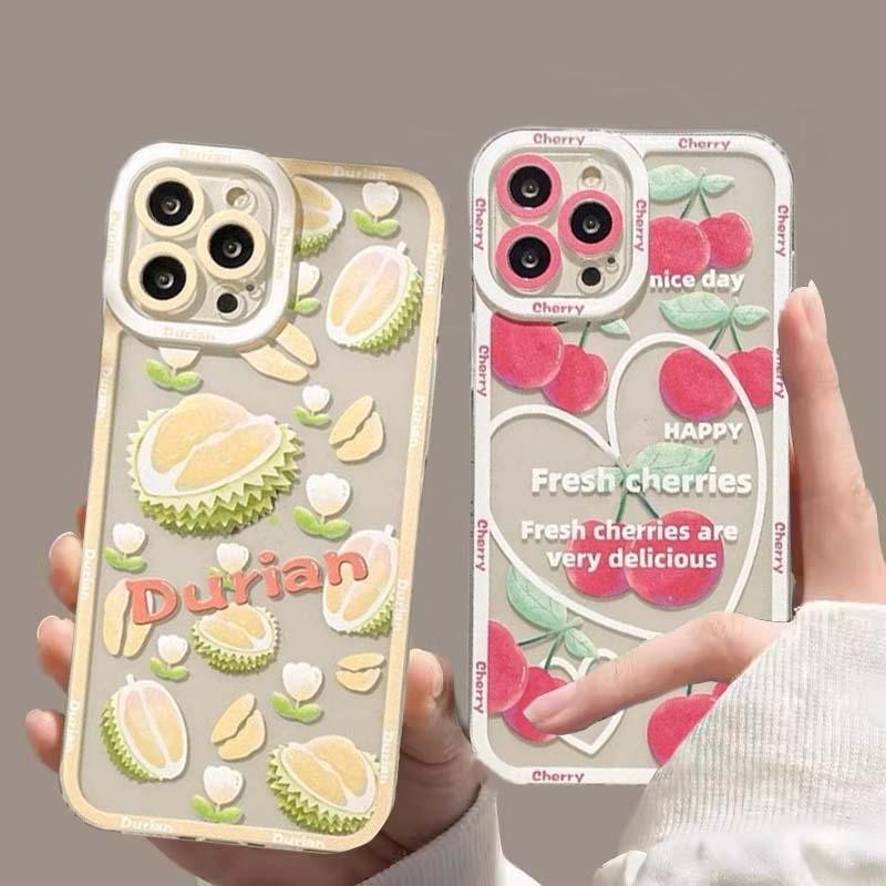 ผลไม้สีชมพูเชอร์รี่ทุเรียนปลอกสําหรับ Honor 90 Lite 5G X9A X9B X8B X7B Nova 5T Huawei P30 Pro 40 Lite Nova 3i 7 9se Y9 2019 โทรศัพท์ปลอกนุ่มโปร่งใสกรณีซิลิโคน