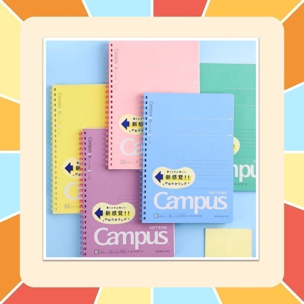 Kokuyo Campus Soft Ring สมุดสันนิ่ม สมุดโน้ตสันห่วง ขนาด A5 B5 กระดาษมีเส้น คุณภาพดี เขียนลื่นมากๆ ฉีกง่าย ใช้สะดวก
