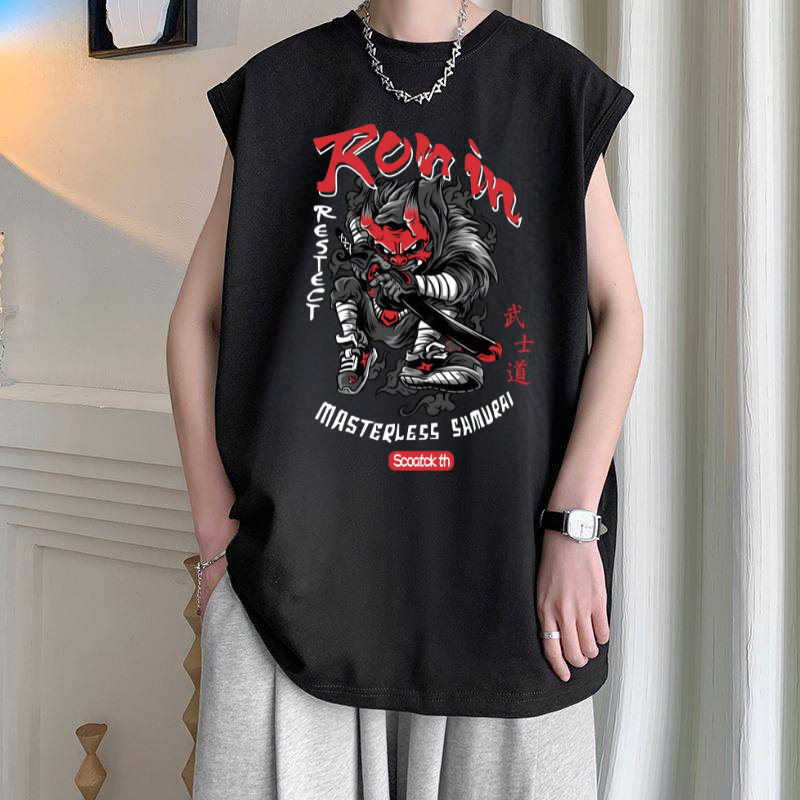 เสื้อแขนกุด ผู้ชาย คอกลม เสื้อกล้าม ลายเท่ๆ OP102