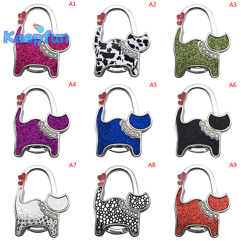 [Keepfun ] New Cat Shape Folding Handbag Hook Holder Purse Hanger Table Edge Hanging Hooks [ ใหม ่ ]
