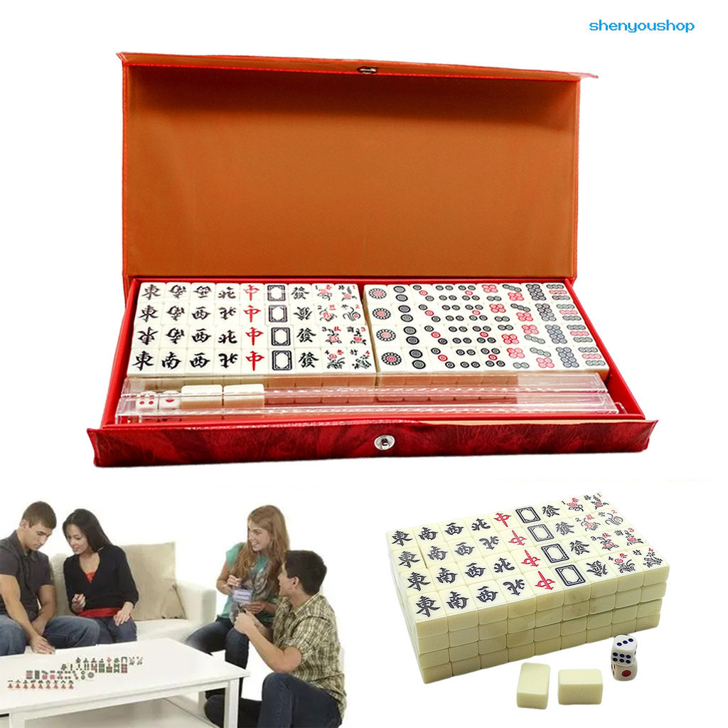 Shenyoushop 1 ชุด Mini Mahjong น ้ ําหนักเบาแบบพกพา Mini Mahjong ชุดเกมคลาสสิกไพ ่ นกกระจอกจีนสําหรับ Travel Home Party