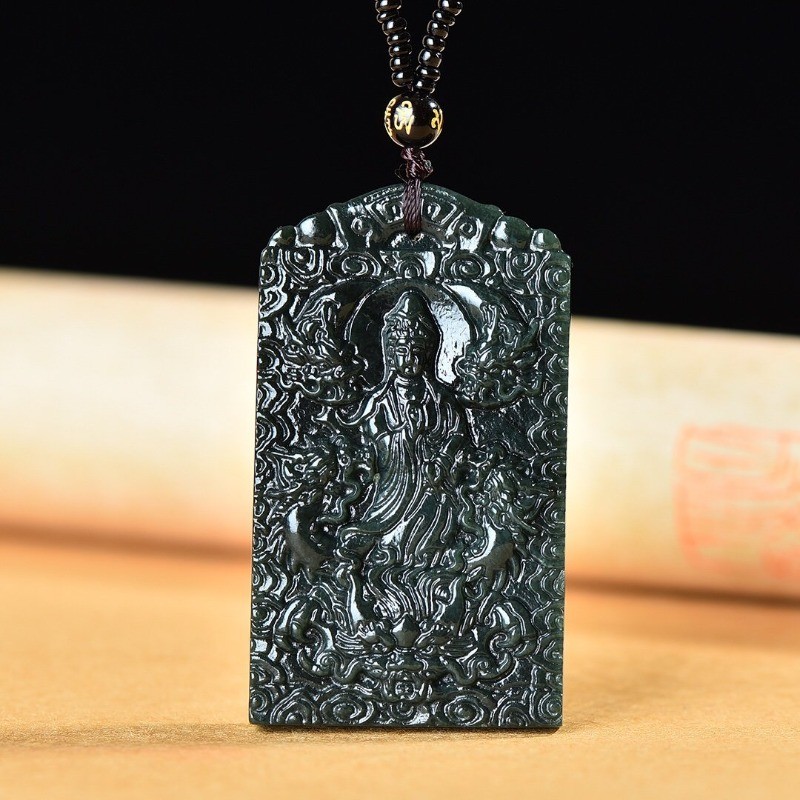 Sapphire Kowloon Guanyin Kowloon Protector จี้ผู้ชายผู้หญิงสไตล์เดียวกันจี้