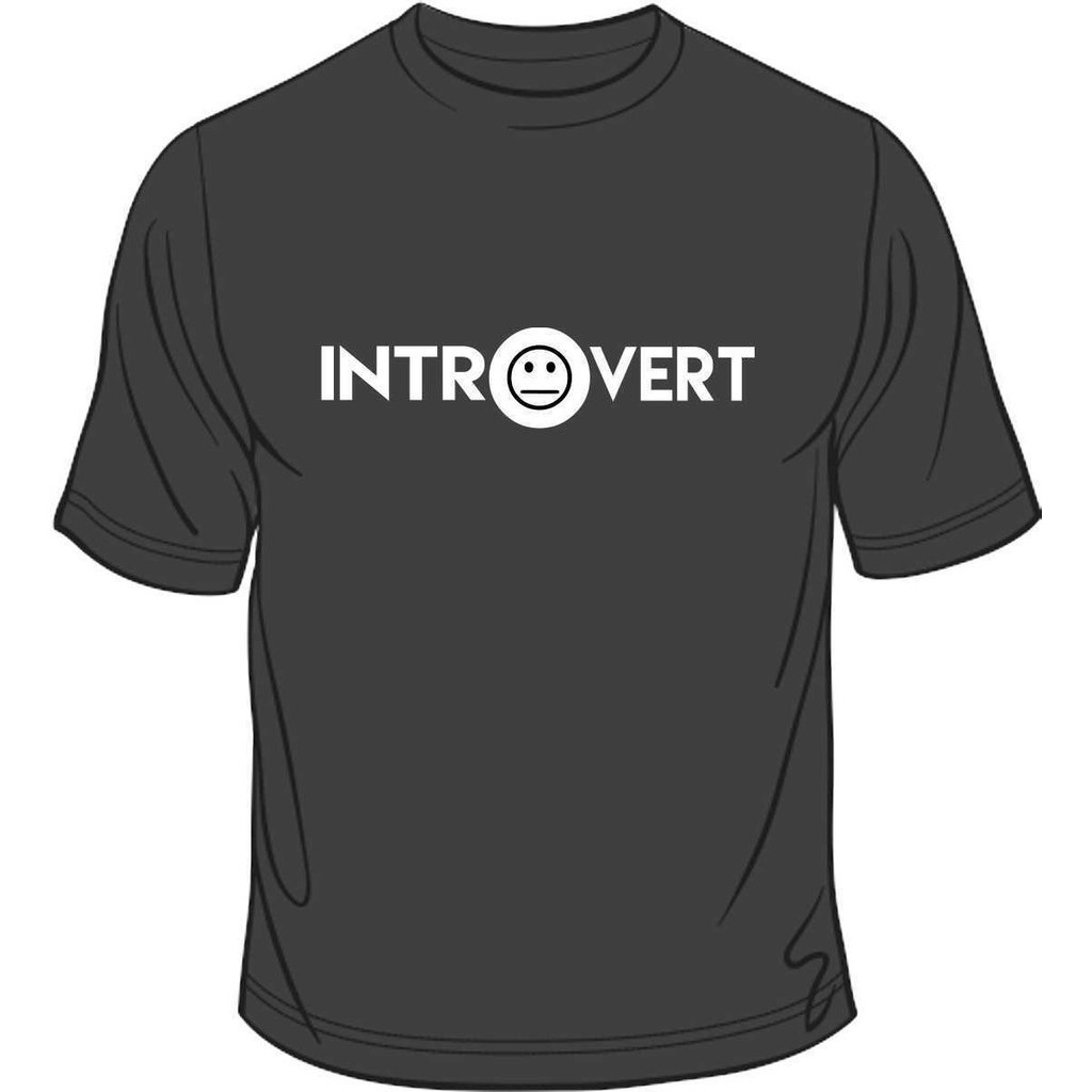 Introvert Anti Social Funny เสื้อยืดผ้าฝ้าย 100% ผู้ชายสีดํา