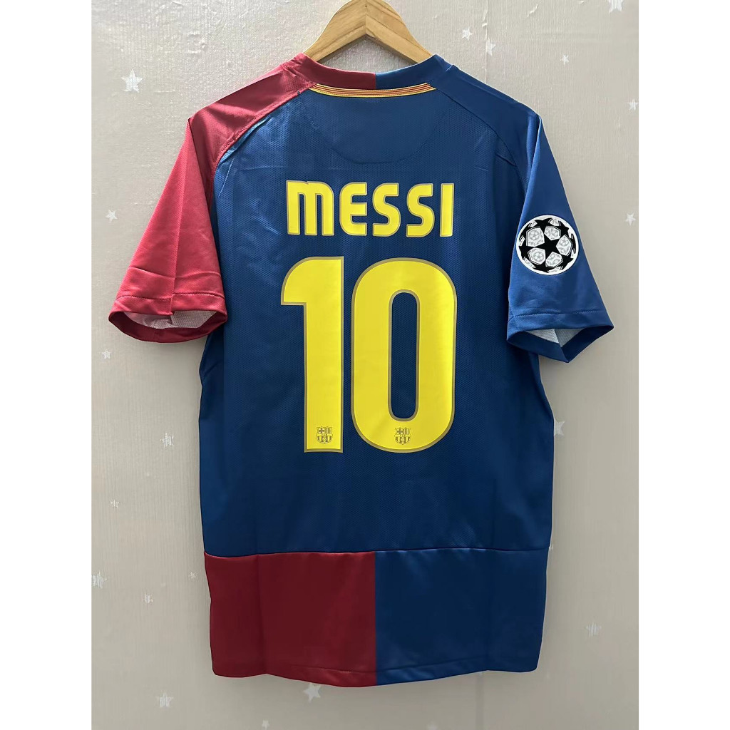 08-09 Barcelona คุณภาพสูง Home Retro Soccer Jersey เสื้อยืดที่กําหนดเองเสื้อฟุตบอล HENRY MESSI