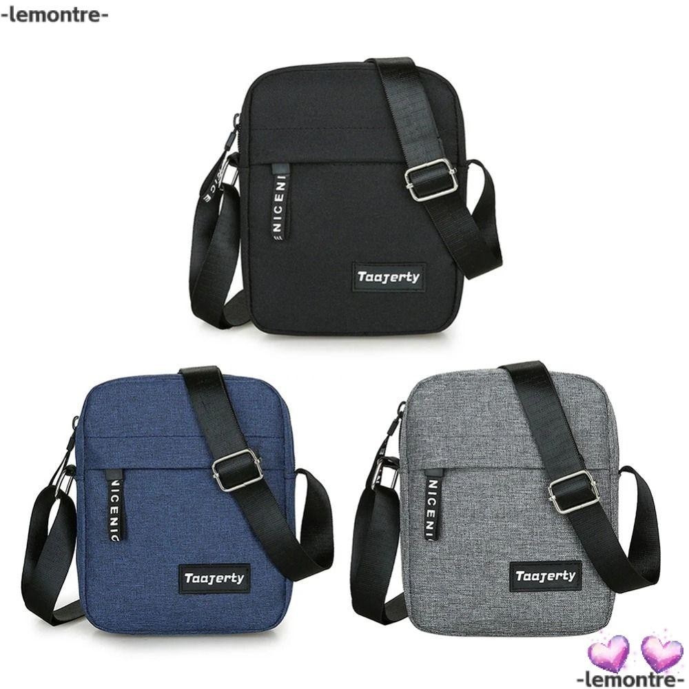 Lemontre กระเป๋าสะพายไหล่ กระเป๋าถือ ผ้าไนล่อน สีพื้น สไตล์นักธุรกิจ แฟชั่นเรโทร สําหรับผู้ชาย