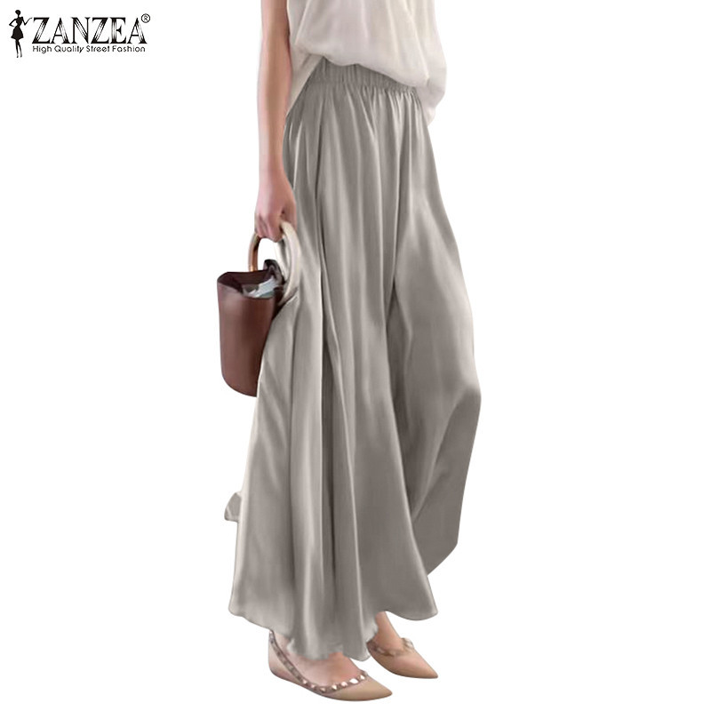 Zanzea ผู ้ หญิงแฟชั ่ นเกาหลีสายยางยืดหลวมสบายๆกางเกงขากว ้ างเอวกลาง