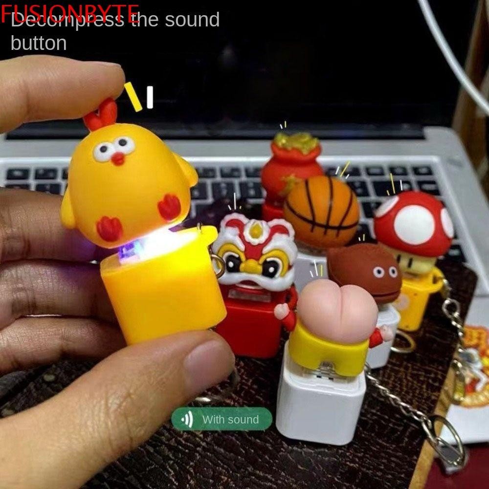 Fusionbyte ไม้ปลาคีย์บอร์ดพวงกุญแจ,สีเหลือง Chick อิเล็กทรอนิกส์คีย์บอร์ดพวงกุญแจ,ส่องสว่างเพลาเครื่องทดสอบ LED โคมไฟปลายนิ้วปุ่ม Key Ring ของเล่นนิ้ว