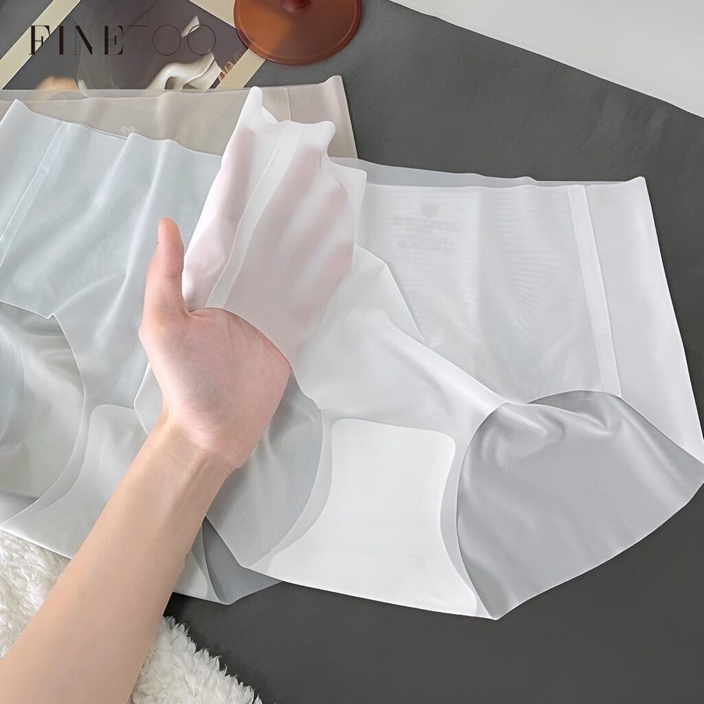Finetoo ชุดชั้นในผ้าไหมน้ําแข็งสําหรับผู้หญิง Comfort กางเกงไม่มีรอยต่อ Breathable สั้น 5A ชุดชั้นในต้านเชื้อแบคทีเรีย