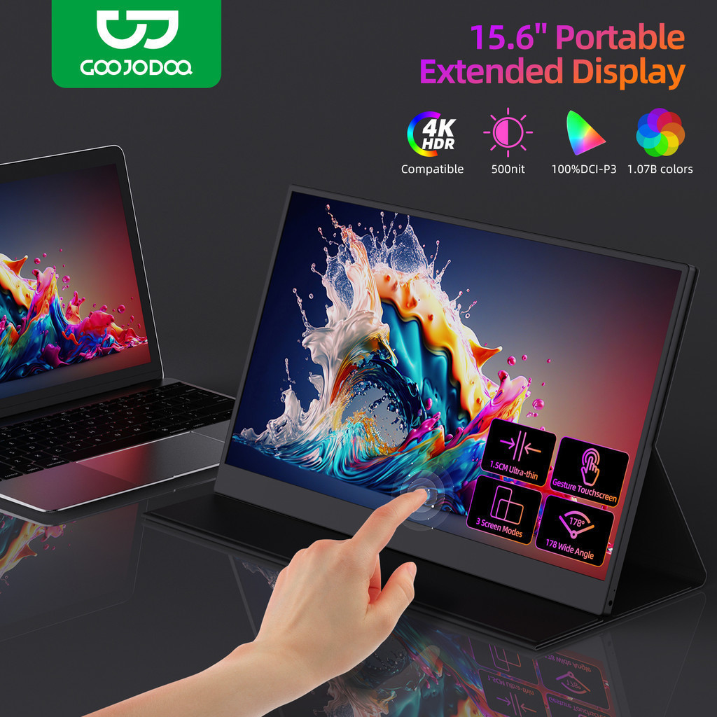 GOOJODOQ Portable Monitor พร ้ อมจอแสดงผล IPS Full HD Touchable Dual Stereo Speakers