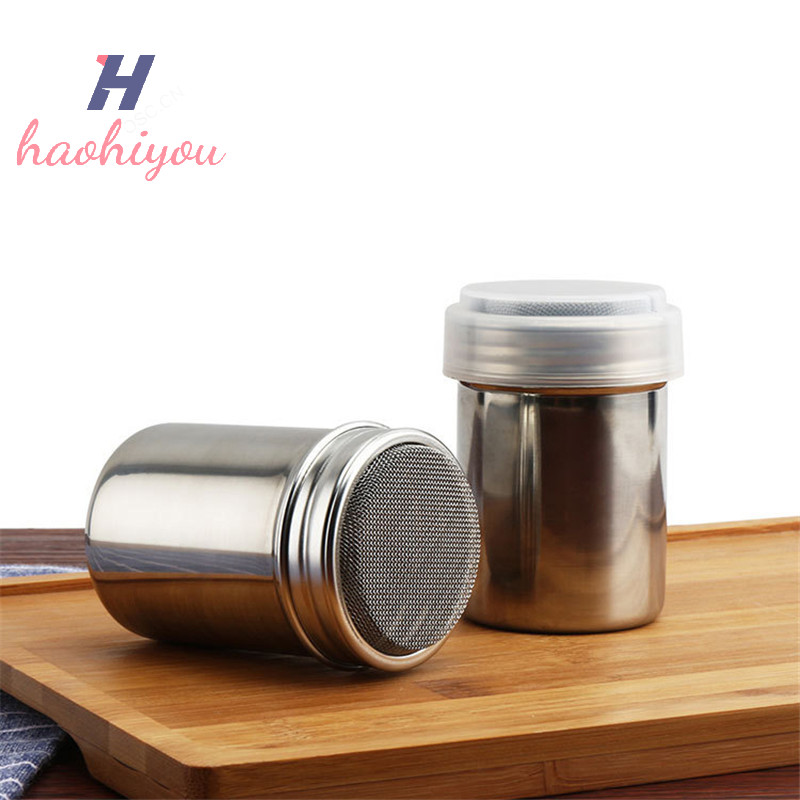 <haohiyou> สแตนเลสสตีลช็อคโกแลต Shaker น้ําตาลไอซิ่งผงโกโก้แป้งกาแฟ Sifter Nice