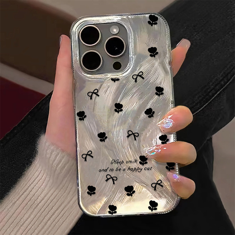 Retro Dark Tulipปลอกใช้งานร่วมกับเคสIPhone 15 14 13 12 11 Pro Max SE 2020 รวมทุกอย่างXSMAX X XR XS 8 7 Plusความงามซิลิโคนกันกระแทกเคสโทรศัพท์