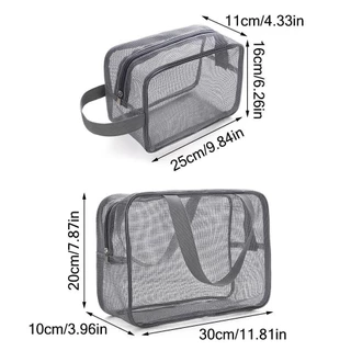 NONDYOMX ถุงตาข่ายอาบน้ํา, Quick Dry สีเทาสีฟ้า Handhold Storage Bag,แบบพกพาพับตาข่าย Beach Gym Tote Bag ห้องน้ํา Shower Organizer