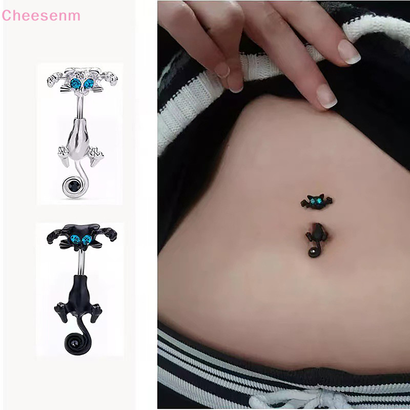 Cheenm คุณภาพสูง Vintage Cat Rhinestone สะดือแหวนสแตนเลสเซ็กซี่ Belly ปุ่มแหวนผู้หญิง Navel Body เครื่องประดับ TH
