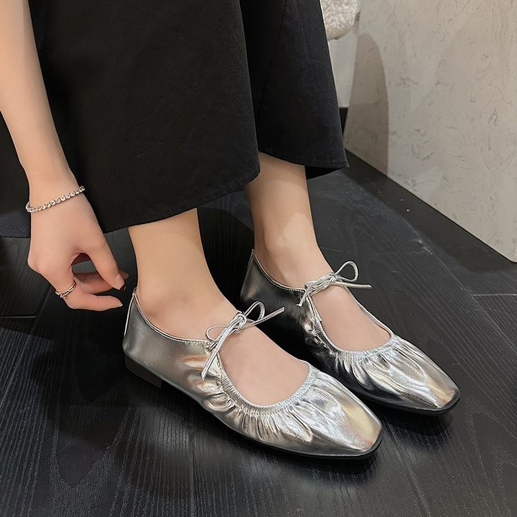 ผู้หญิงรองเท้าแบน Mary Jane Soft-Soled รองเท้า PU Slip-On