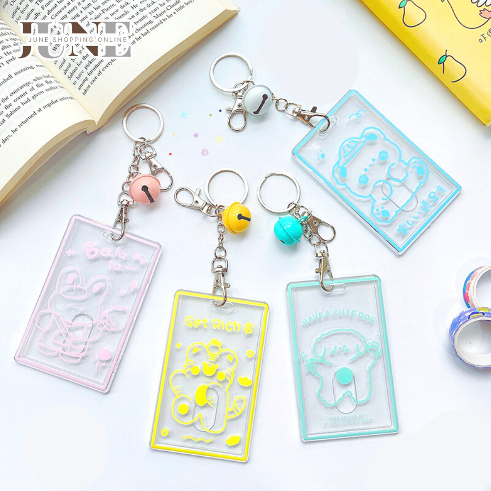 June พวงกุญแจห้อยกระเป๋า พวงกุญแจน่ารัก รูปทรง4เหลี่ยม ป้ายห้อยกระเป๋า