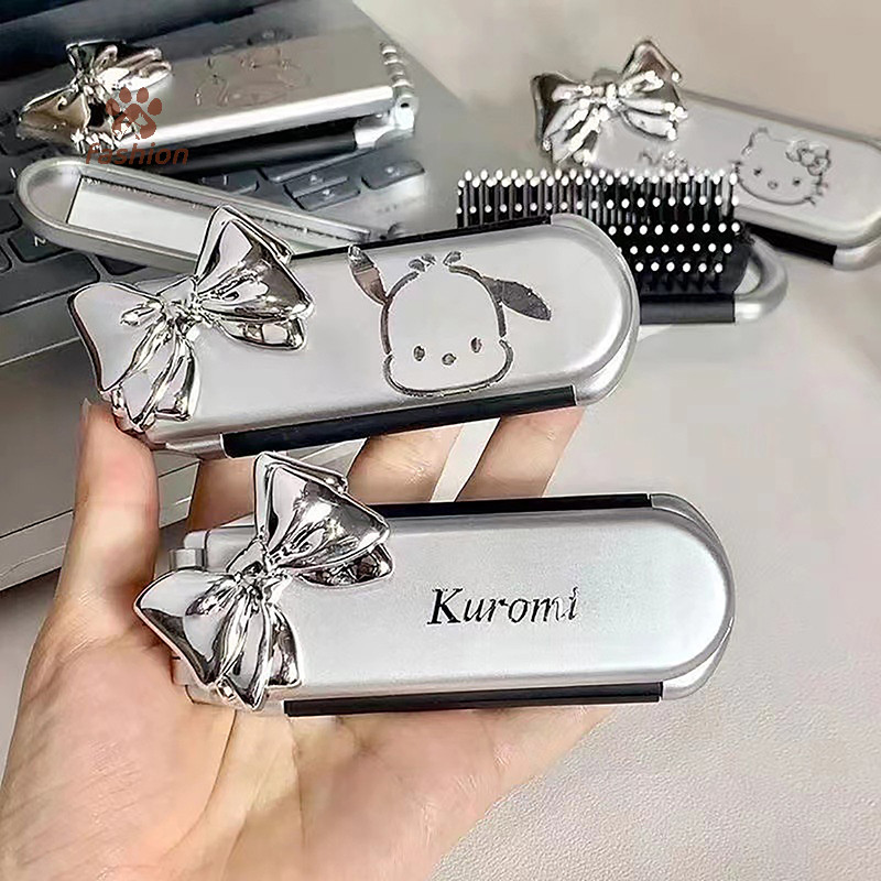 SANRIO [แฟชั่น] ซานริโอ หวีผมพับจัดแต่งทรงผมพร้อมกระจกอะนิเมะเดินทางแบบพกพาเครื่องมือหวีขนาดเล็ก {ไทย}