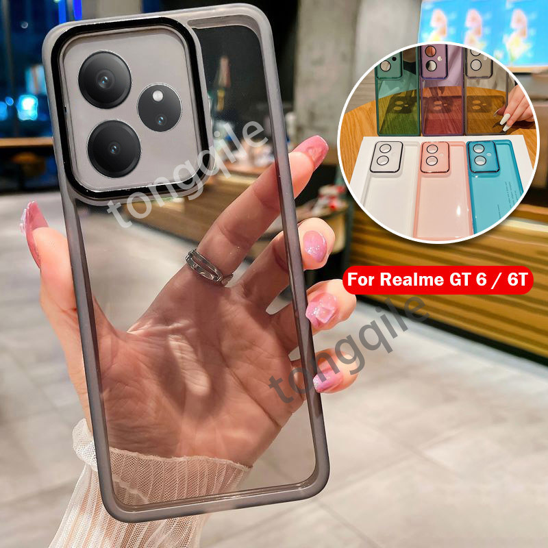 สําหรับrealme GT 6 6T T 5G 2024 GT6 GT6T RealmeGT6 โทรศัพท์ปลอกปกหลังนุ่มTPUซิลิโคนยืดหยุ่นชุบใสกันกระแทกกันชนเลนส์กล้องป้องกัน