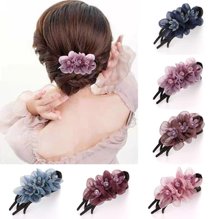 กิ๊บติดผมดอกไม้อารมณ์หรูหราแฟชั่นเกาหลี Duckbill Hairpin เครื่องประดับผมสําหรับผู้หญิง