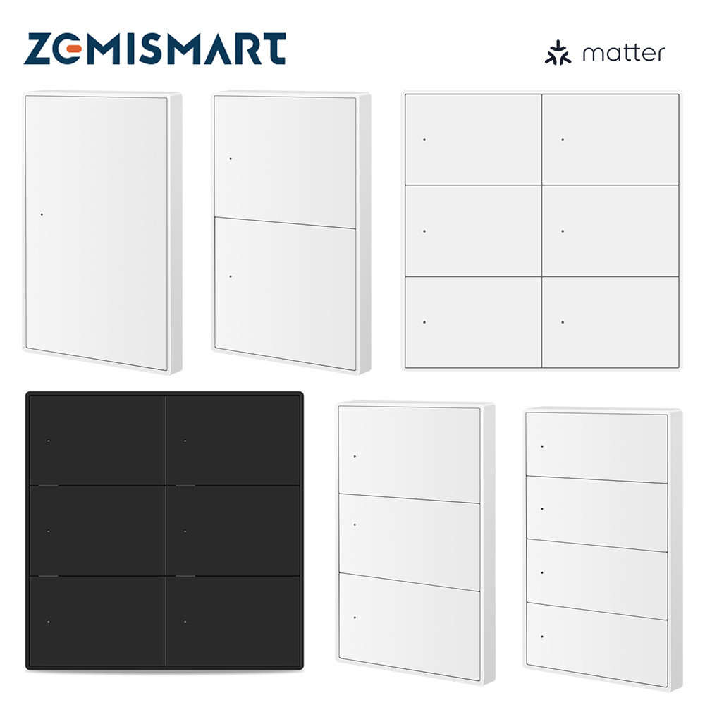 Zemismart Matter over WiFi สวิทช์สมาร์ทสวิทช์ 1/2/3/4/6 Gang Neutral Push ปุ่มสวิทช์, SmartThings Ho