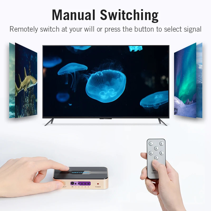 Vention HDMI Splitter 5 in 1 out 4K/30Hz HDMI 5x1 3x1 อะแดปเตอร์สําหรับ XBOX 360 TV Mi Box Switch PS5 PS4 3 in 1 out HDMI 2.0 Switcher